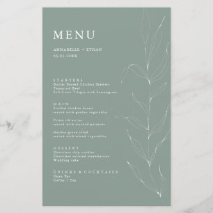 Carte de menu Foliage de la ligne de dessin