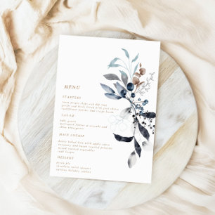Carte de menu Frosty Winter Floral Mariage Diner