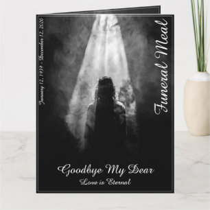 Carte de menu funéraire dans la lumière