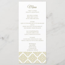 Carte de menu Gold Filigree