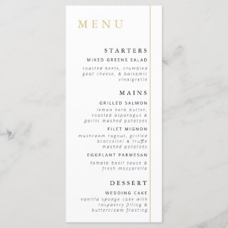 Carte de menu Gold minimaliste