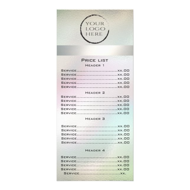 Carte de menu holographique de luxe perle logo per (Devant)