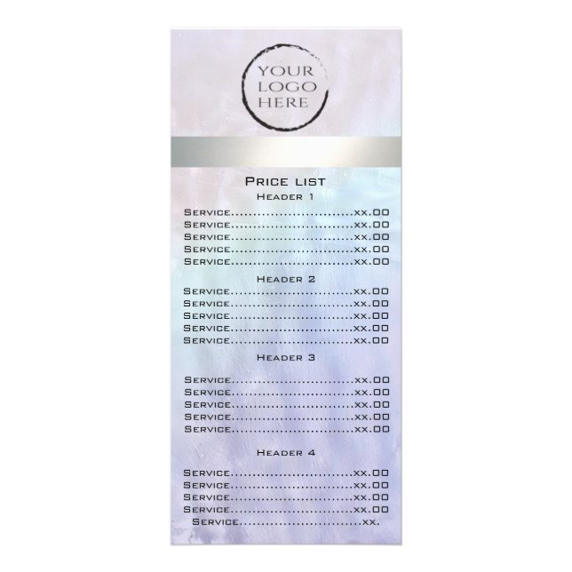 Carte de menu holographique de luxe perle logo per (Devant)