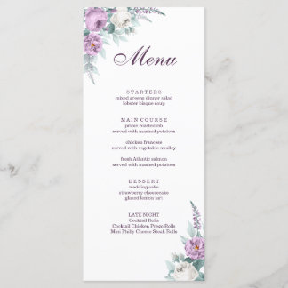 Carte de menu Lavender Purple Mariage