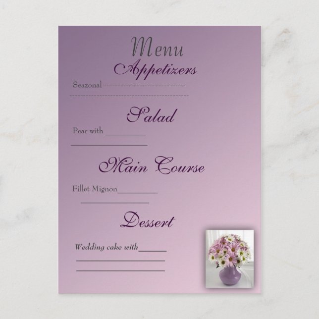 Carte de menu mariage (Devant)