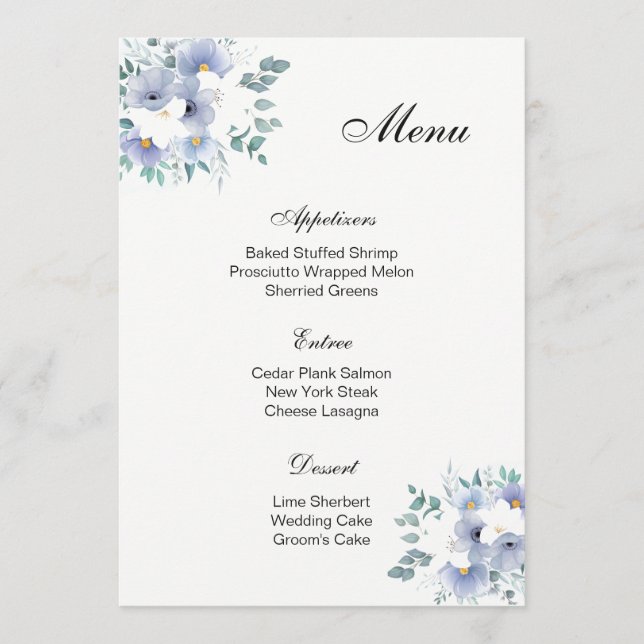 Carte de menu mariage (Devant)