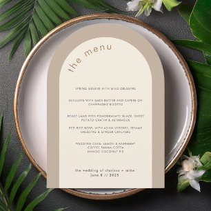 Carte de menu Mariage à arc neutre géométrique min