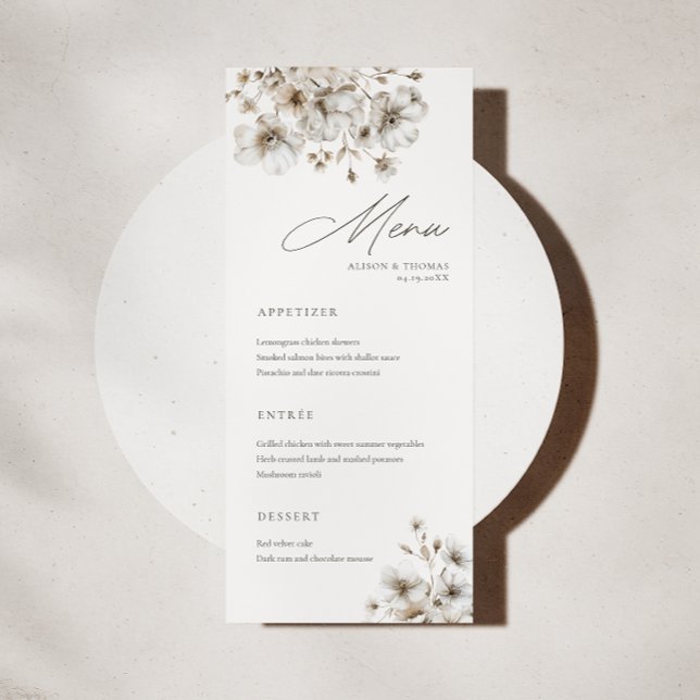 Carte de menu Mariage à la crème rustique (Créateur téléchargé)