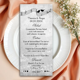 Carte de menu Mariage à thème B et W