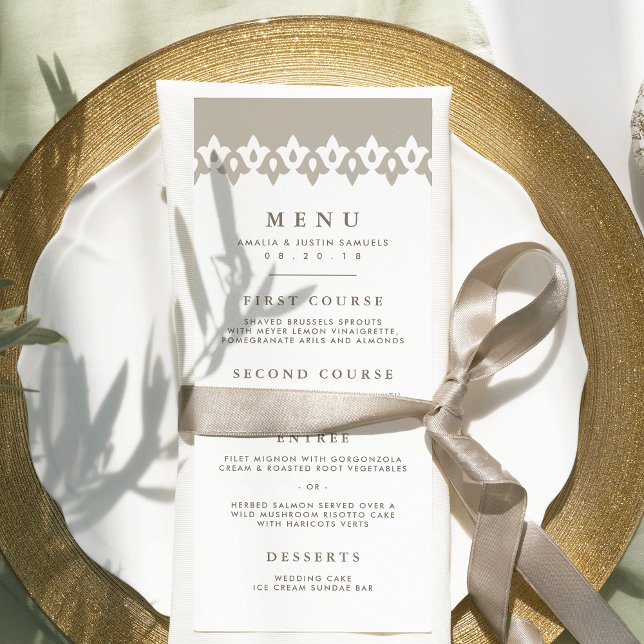 Carte de menu Mariage Arabesque | Champagne (Créateur téléchargé)