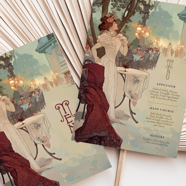 Carte de menu Mariage Art Nouveau de la nuit paris (Créateur téléchargé)