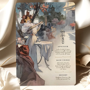 Carte de menu Mariage Art Nouveau de la nuit paris