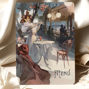 Carte de menu Mariage Art Nouveau de la nuit paris