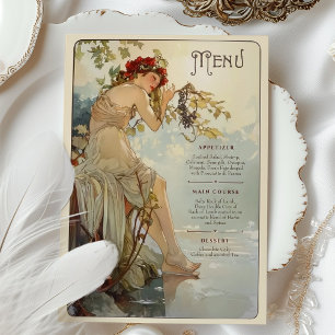 Carte de menu Mariage Art Nouveau Romantique Grape