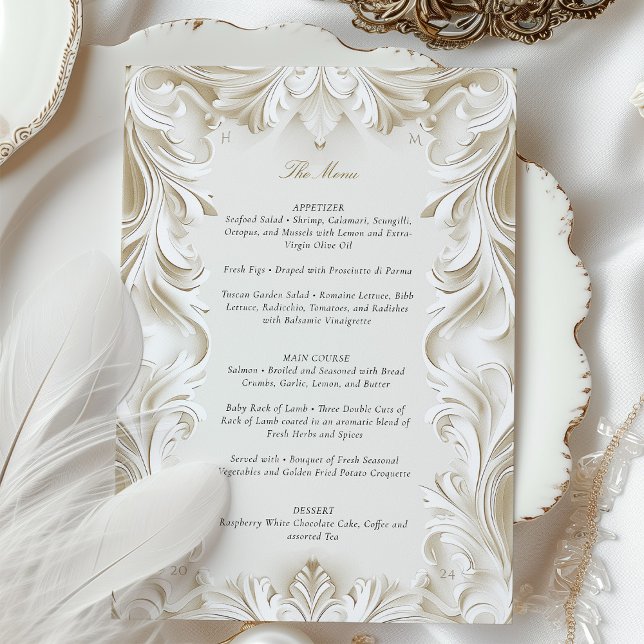 Carte de menu Mariage baroque Elegance (Créateur téléchargé)