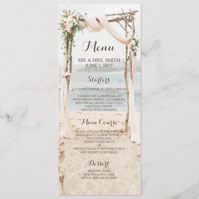 Carte de menu Mariage Beach Arbor (Devant)