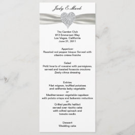 Carte de menu Mariage blanc Diamond Heart