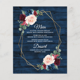 Carte de menu Mariage Blush Gold Blush de la Marin