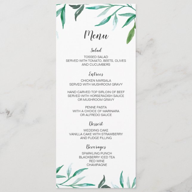 Carte de menu Mariage Boho (Devant)
