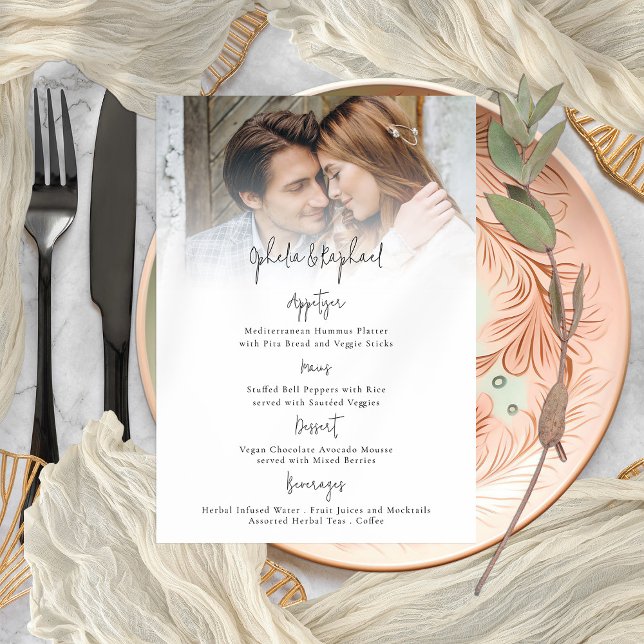 Carte de menu Mariage Boho du script de superposit (High Quality printed or Printable Digital download available)