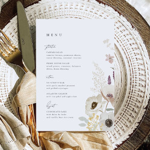 Carte de menu Mariage botanique