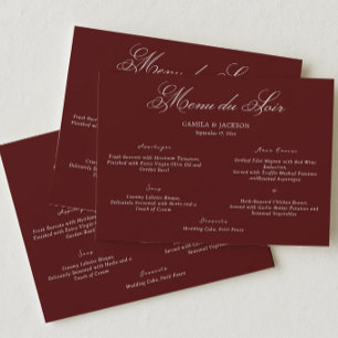 Carte de Menu Mariage Bourgogne Opéra Dramatique