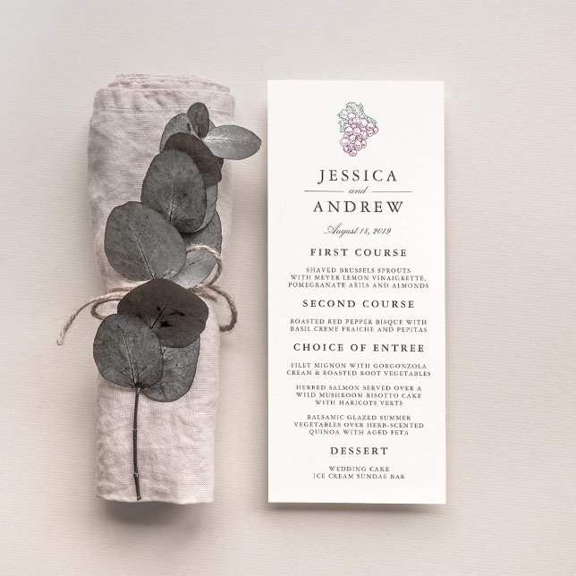 Carte de menu Mariage campagnard vin (Créateur téléchargé)