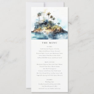 Carte de menu Mariage Chic Seascape Palm Tree Isla