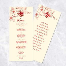 Carte de menu Mariage chinois Magnolia
