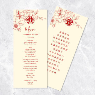 Carte de menu Mariage chinois Magnolia