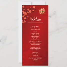 Carte de menu Mariage chinois Red Cherry Blossom