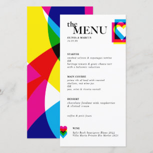 Carte de menu mariage Color Pop