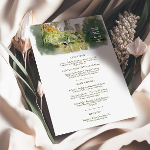 Carte de menu Mariage d'aquarelle Central Park Ele