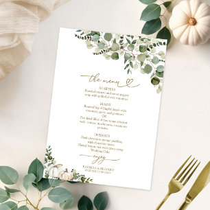 Carte de menu Mariage de automne Citrouille vert