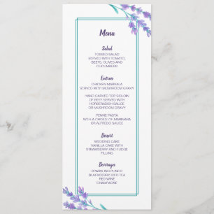 Carte de menu Mariage de couleur d'aquarelle de la