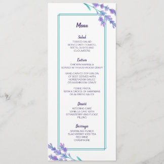 Carte de menu Mariage de couleur d'aquarelle de la