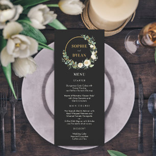 Carte de menu Mariage de couleurs à bouchon à fleu