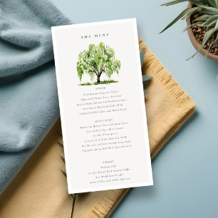 Carte de menu Mariage de l'arbre Willow Watercolor