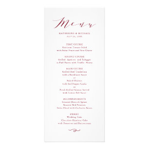 Carte de menu Mariage de script de dainty minimali