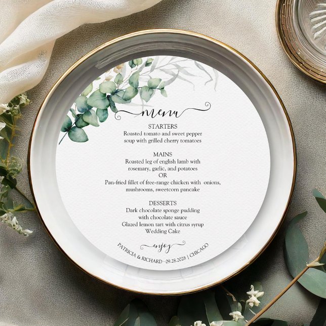 Carte de menu Mariage de verdure élégante (Créateur téléchargé)