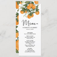 Carte de menu Mariage de verdure pour agrumes bota