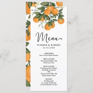 Carte de menu Mariage de verdure pour agrumes bota
