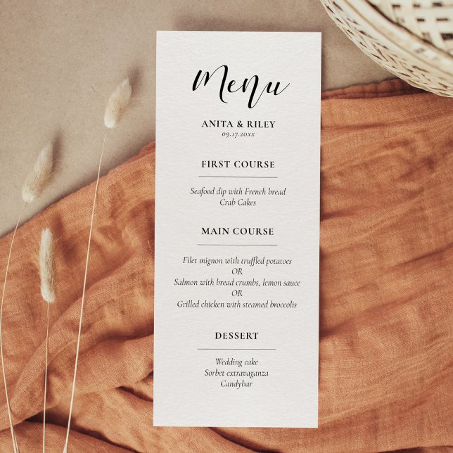 Carte de menu mariage design élégant (Créateur téléchargé)