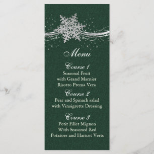 Carte de menu mariage d'hiver Silver Flèches verte