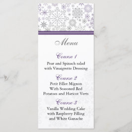 carte de menu mariage d'hiver violet gris