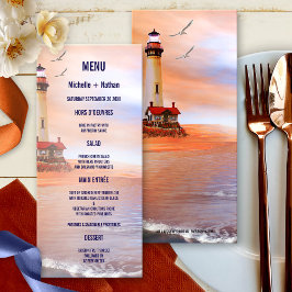 Carte de menu Mariage du phare de plage