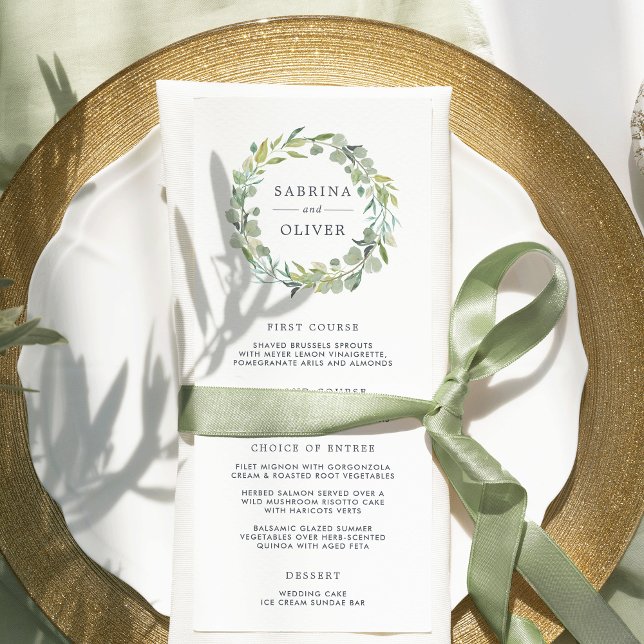 Carte de menu Mariage Eucalyptus Wreath (Créateur téléchargé)