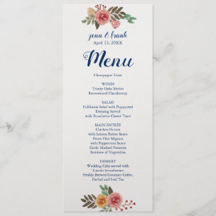 Carte de menu Mariage Fleurs de ressort