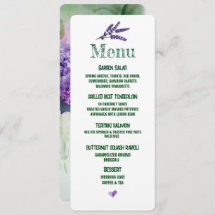 Carte de menu Mariage Fleurs Lilac élégantes