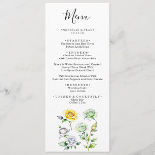 Carte de menu Mariage Floral Art crayon couleur